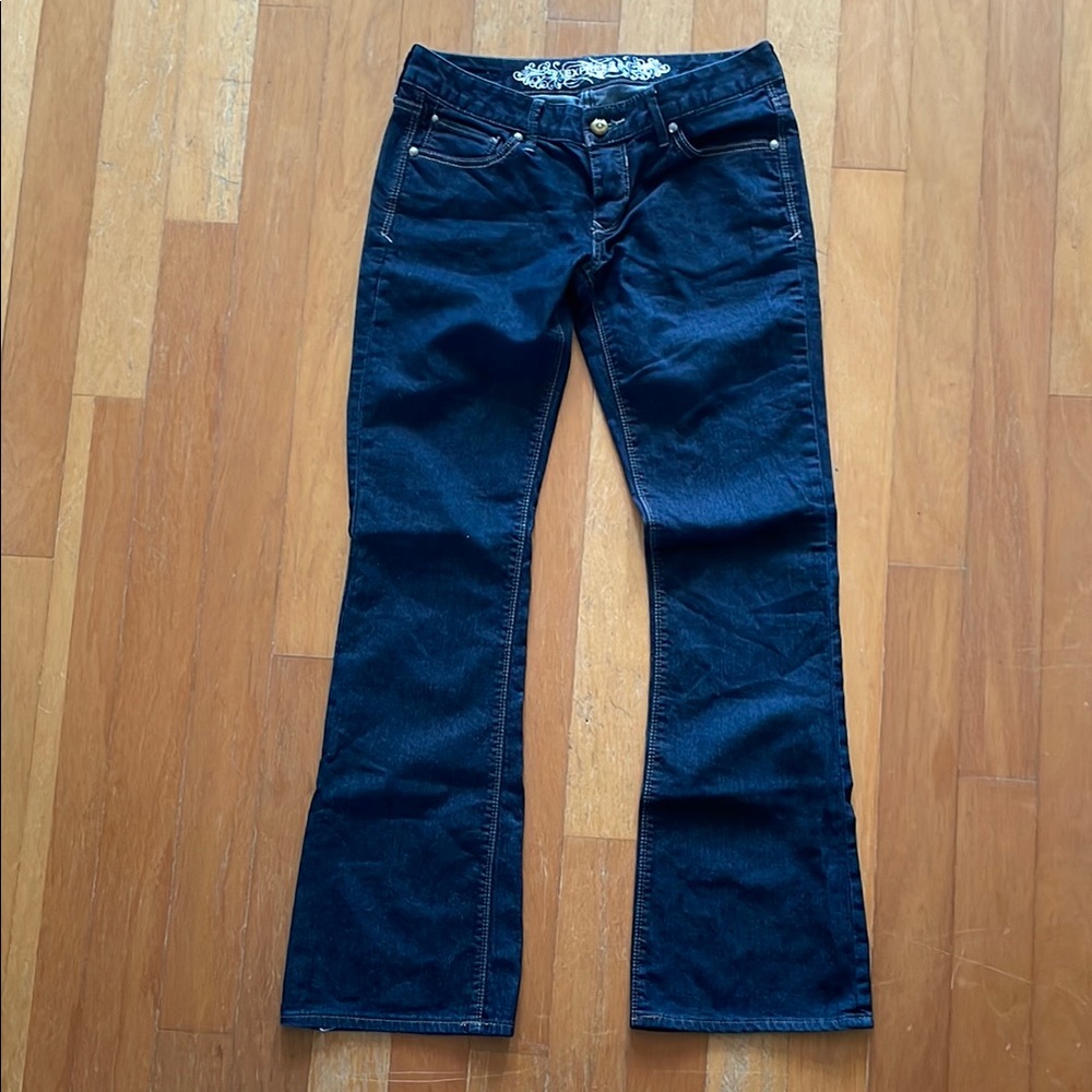 Express Stella Boot Low Rise Leg Jeans Dark Wash Blue Jeans 4 Regular